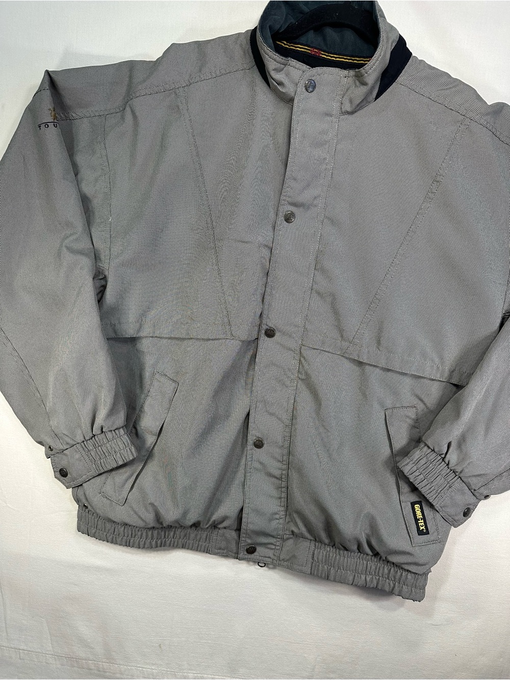 Vintage Tourney GORE-TEX Golf Jacket Men's XL Gray Houndstooth Waterproof 90s